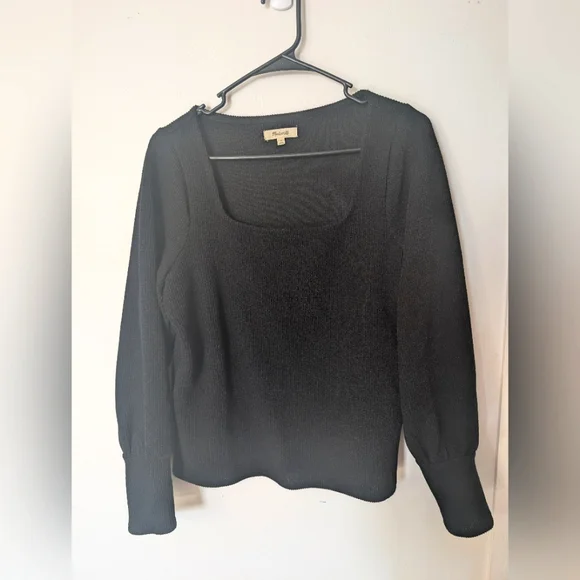 Madewell Ottoman Square Neck Top Black Size M Womens - Picture 2 of 6